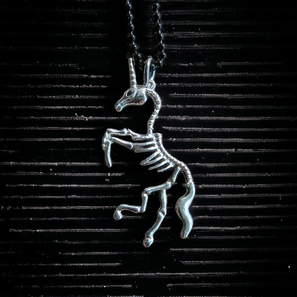 Alloy Unicorn Skeleton/Bones Pendant Necklace